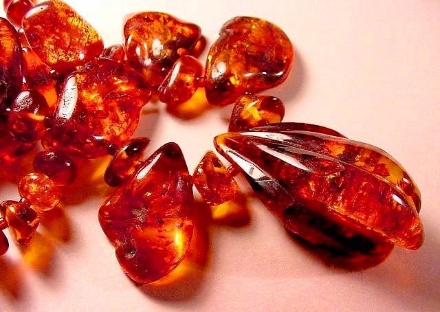 Polished Fushun amber piece with perfectly preserved midge insect.