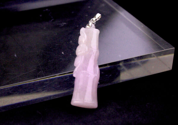 A stunning close-up of the Natural Ice-type Violet Jadeite Bamboo Knot Pendant, showcasing its delicate violet hue, ice-like transparency, and intricate bamboo knot design, paired with a sleek 18K white gold clasp.