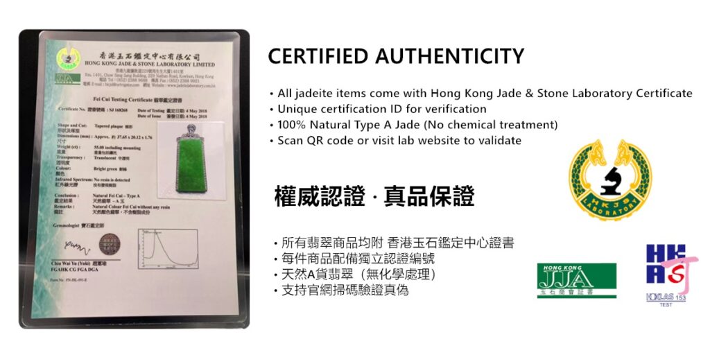 Hong Kong Jade & Stone Laboratory Certificate - Authentic Type A Jadeite Verification for Virtucasa’s Luxury Collectibles