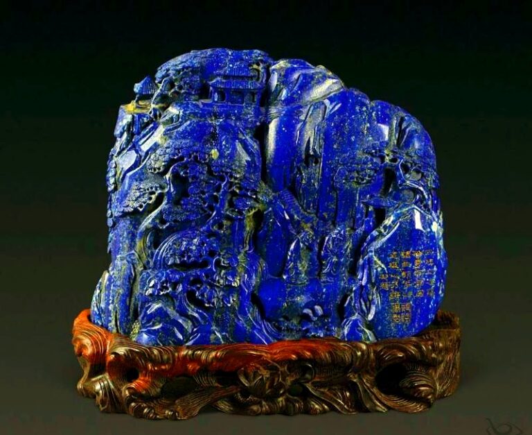 Rough Afghan lapis lazuli rock with intense blue color and golden pyrite inclusions.