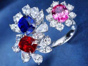 Kashmir sapphire rough with characteristic milky silk inclusions.