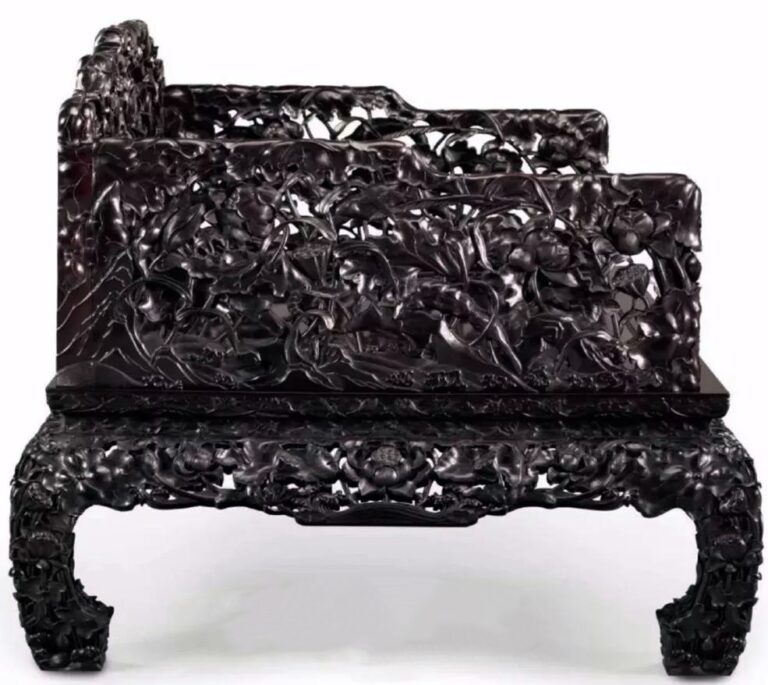18th-century zitan luohan bed with lotus carvings