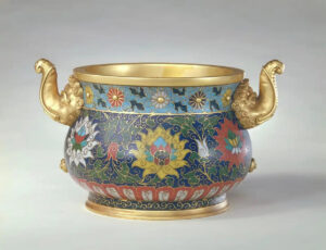 Cloisonné Enamel Censer with Elephant Handles (掐絲琺瑯纏枝蓮紋象耳爐)