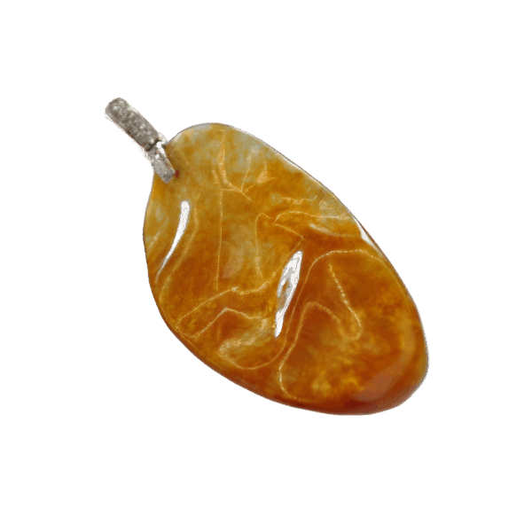 A stunning close-up of the Natural Ice Yellow Jadeite Pendant, showcasing its warm amber-like hue and radiant transparency. The 18K gold clasp with diamond accents glimmers elegantly, highlighting the jadeite's natural patterns and smooth oval arc surface.