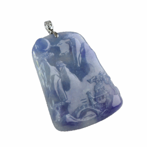Natural Ice-Type Violet Jadeite Mountain-and-Water Pendant