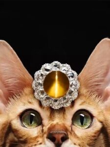 Natural chrysoberyl cat’s eye ring with moving light band