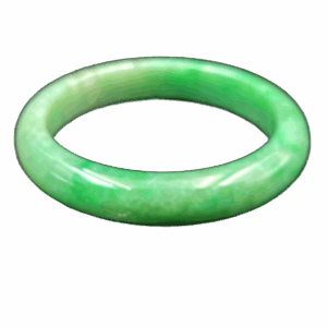 A stunning natural jadeite full green bangle, showcasing a rich, even green hue with icy bean texture. The smooth, polished surface reflects light beautifully, highlighting its classic round design and flawless craftsmanship.
