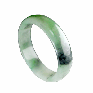 A stunning Natural Ice-Glutinous Jade Bracelet showcasing delicate floating flower patterns and black-spotted designs on a smooth, translucent jade base. The oval imperial concubine shape fits comfortably on the wrist, highlighting its elegant craftsmanship.