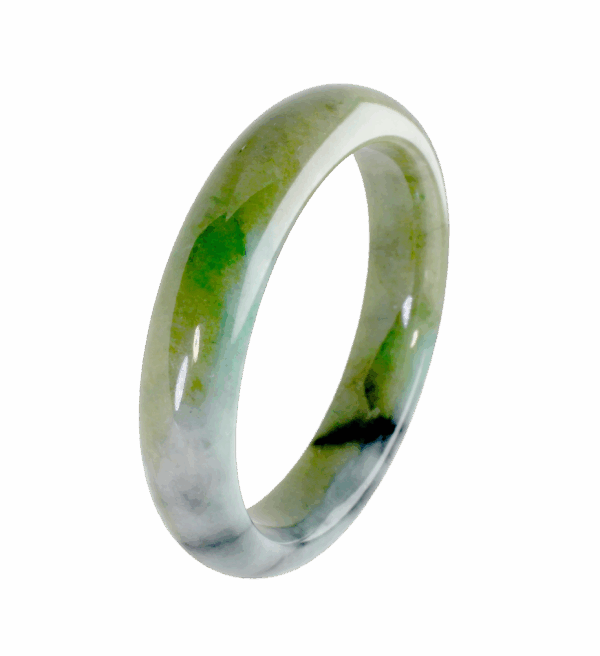 A stunning Natural Ice-type Black Chicken Jade Bracelet resting on a silk cloth, showcasing its ice-clear base and elegant ink-like veins. The smooth, polished surface reflects light beautifully, highlighting its natural artistry.