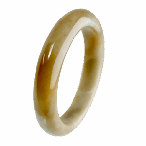 A radiant Natural Yellow Jadeite Bracelet with a smooth, polished surface, showcasing a gradient of warm amber tones. The elegant round-bar design rests gracefully on a wrist, reflecting light with a glassy luster.