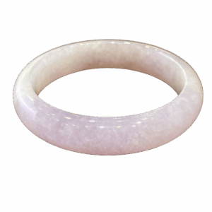 A stunning close-up of the Natural Ice-type Violet Jade Bracelet, showcasing its smooth, ice-like texture and soft violet hue. The polished round-bar design glows elegantly, highlighting the jade’s natural translucency and craftsmanship.