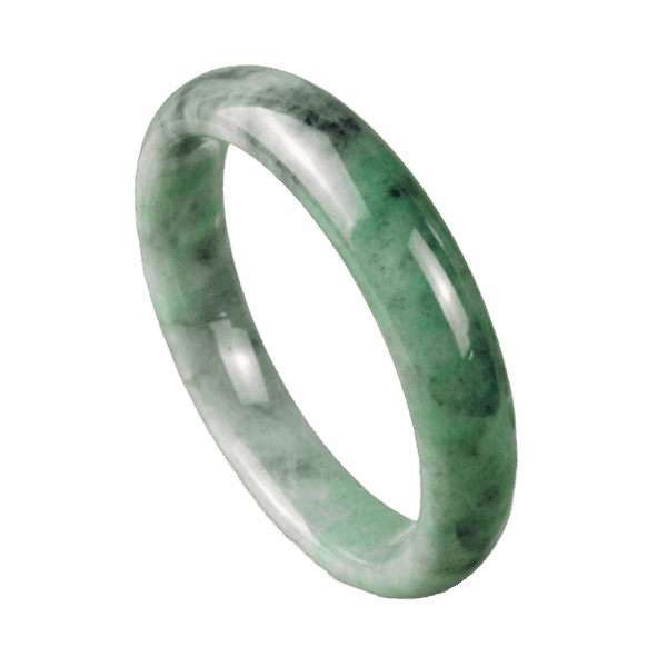 A stunning close-up of the Natural Ice-type Black Chicken Jade Bracelet, showcasing its translucent ice-like clarity, floating green hues, and intricate Black Chicken patterns. The smooth, rounded design elegantly drapes over a wrist, highlighting its refined craftsmanship.