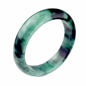 A stunning Natural Ice-Type Flower Jadeite Bracelet showcasing translucent icy luster with vivid green and black floral patterns, elegantly polished for a smooth, comfortable fit.