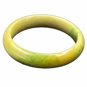 A smooth, polished natural jadeite bangle showcasing a harmonious blend of warm yellow and vibrant green hues. The round-shaped design fits comfortably on the wrist, reflecting light beautifully for an elegant and classic look.