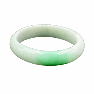 A stunning Natural Yellow-and-Green Jadeite Bracelet with smooth round-bar design, showcasing a seamless blend of tender yellow and lively green hues. The polished edges and fine texture reflect light beautifully, highlighting its traditional craftsmanship.
