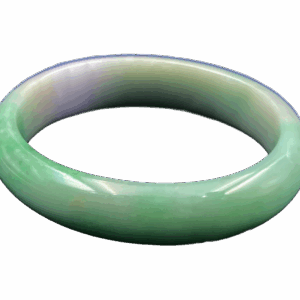 Elegant oval-shaped natural jadeite concubine bracelet with smooth green floating patterns, showcasing subtle gradients on a lustrous translucent surface, resting on a velvet display.