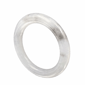 A stunning Natural Ice-type Black Chicken Jadeite Bracelet showcasing its translucent ice-clear base with striking grayish-black ink-like patterns. The smooth round-bar design highlights traditional craftsmanship and modern elegance.