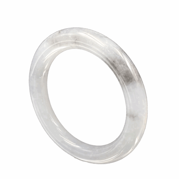 A stunning Natural Ice-type Black Chicken Jadeite Bracelet showcasing its translucent ice-clear base with striking grayish-black ink-like patterns. The smooth round-bar design highlights traditional craftsmanship and modern elegance.