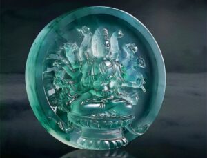Natural Burmese jadeite ring with diamond accents