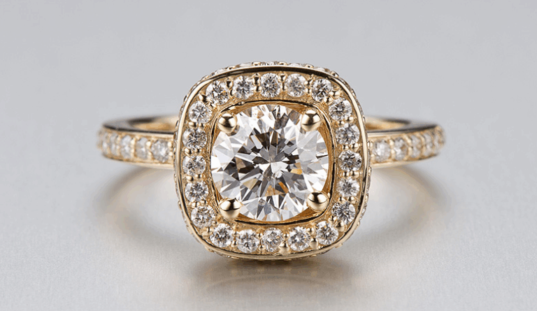 Brilliant cut diamond with fiery reflections