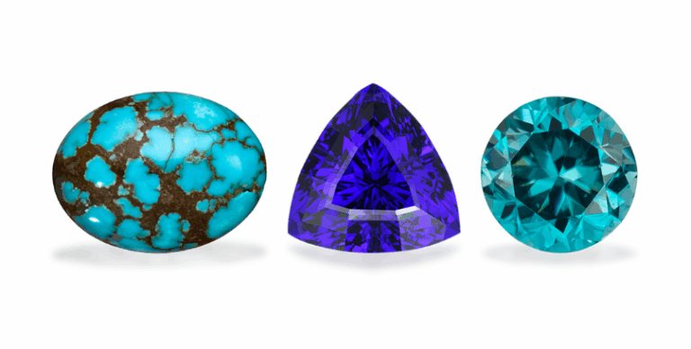 December birthstone trio comparison display