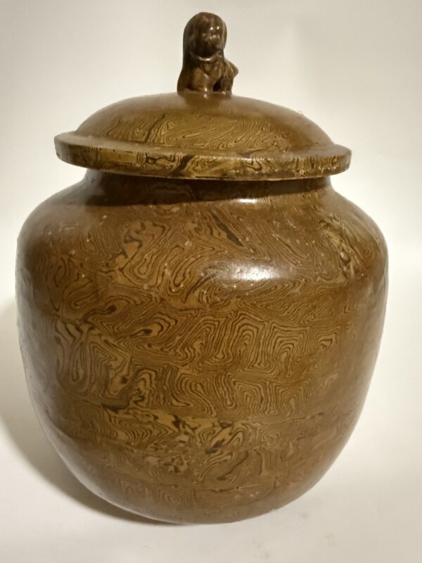 Qing Dynasty Glue-tire Yellow Glaze Lion-knob Covered Jar - Image 3
