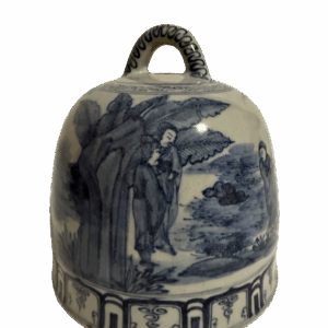 Qing Dynasty Mid - Period Blue - and - White Covered Jar with Landscape Design