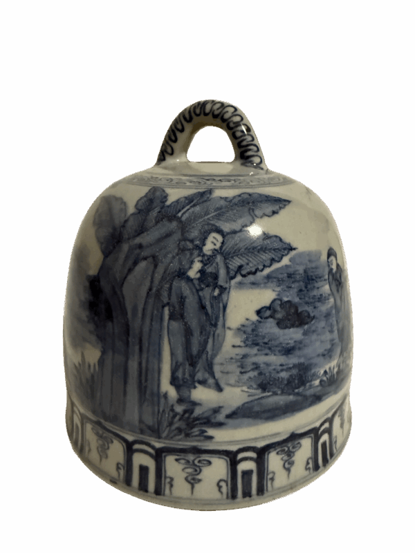 Qing Dynasty Mid - Period Blue - and - White Covered Jar with Landscape Design