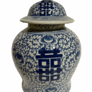 Qing Dynasty Folk Kiln Blue-and-White Four-Happiness General's Jar