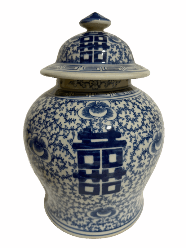 Qing Dynasty Folk Kiln Blue-and-White Four-Happiness General's Jar