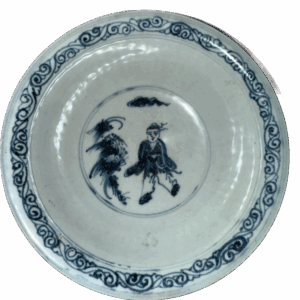 Large Blue-and-White Bowl with Figure Stories from the Ming Dynasty