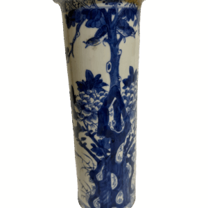 Blue-and-White Arrow Quiver with Bird-and-Flower Pattern, Marked "Made in the Reign of Emperor Qianlong"