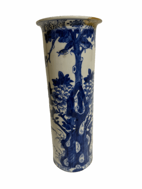 Blue-and-White Arrow Quiver with Bird-and-Flower Pattern, Marked "Made in the Reign of Emperor Qianlong"