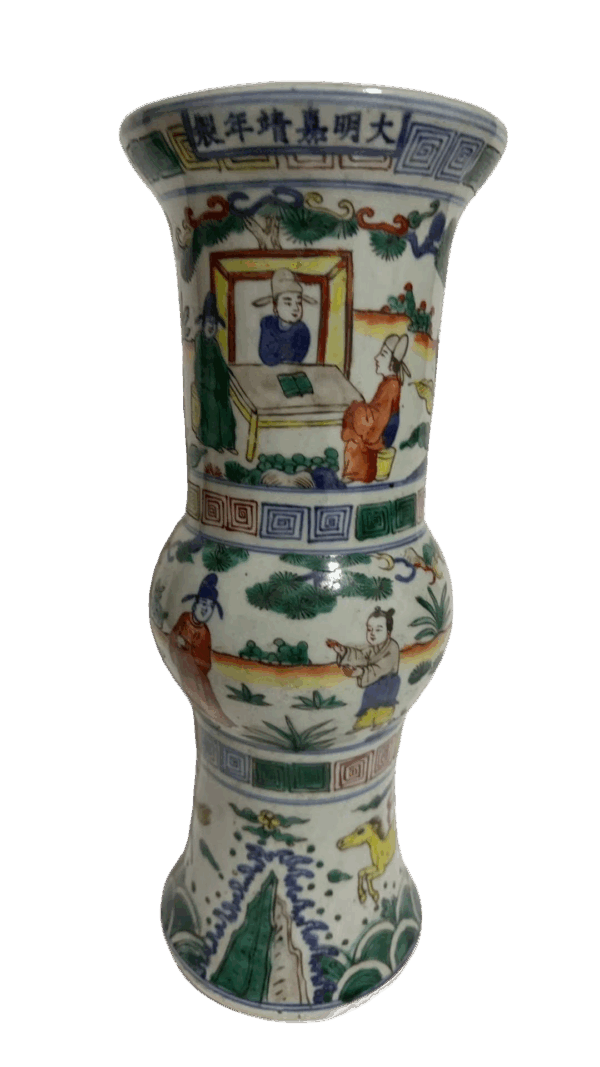 Kangxi Dynasty (Qing Dynasty) Five - Color Figure Story Phoenix Zun (Imitation of Ming Dynasty)