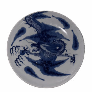 Qing Dynasty Daoguang Blue-and-White "Crossing-the-Wall Dragon" Pattern Dish