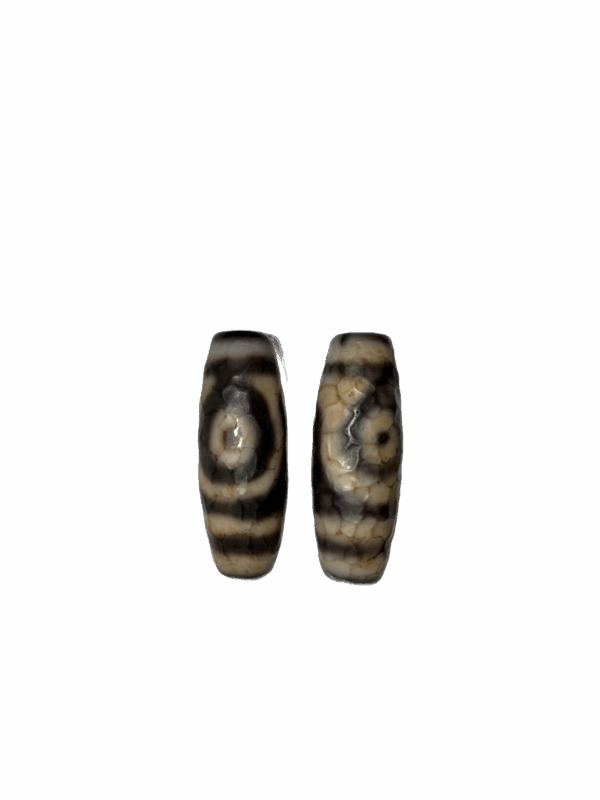 A Pair of Two - Eyed Dzi Beads from the Ming Dynasty