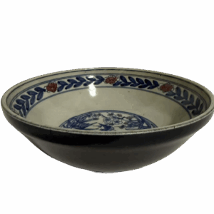 Large Blue-and-White Underglaze Red Bowl with Mandarin Ducks Playing in Water and Blue Glaze Water Patterns