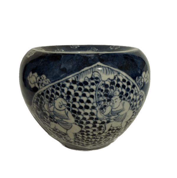 Blue-and-White Porcelain Jar with Ice Plum Pattern and Children-at-Play Design