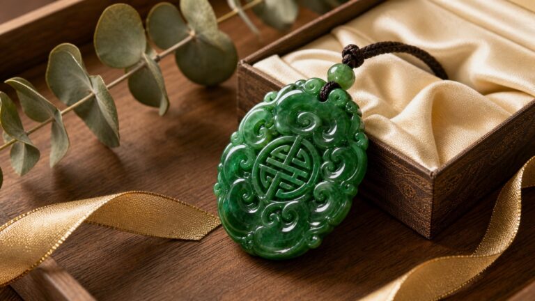 Polished green jade bangle on black velvet, evoking serene luxury