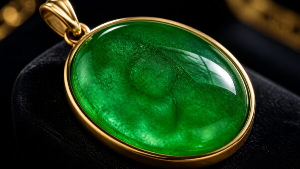 Elegant jadeite bangle on silk cushion with soft studio lighting
